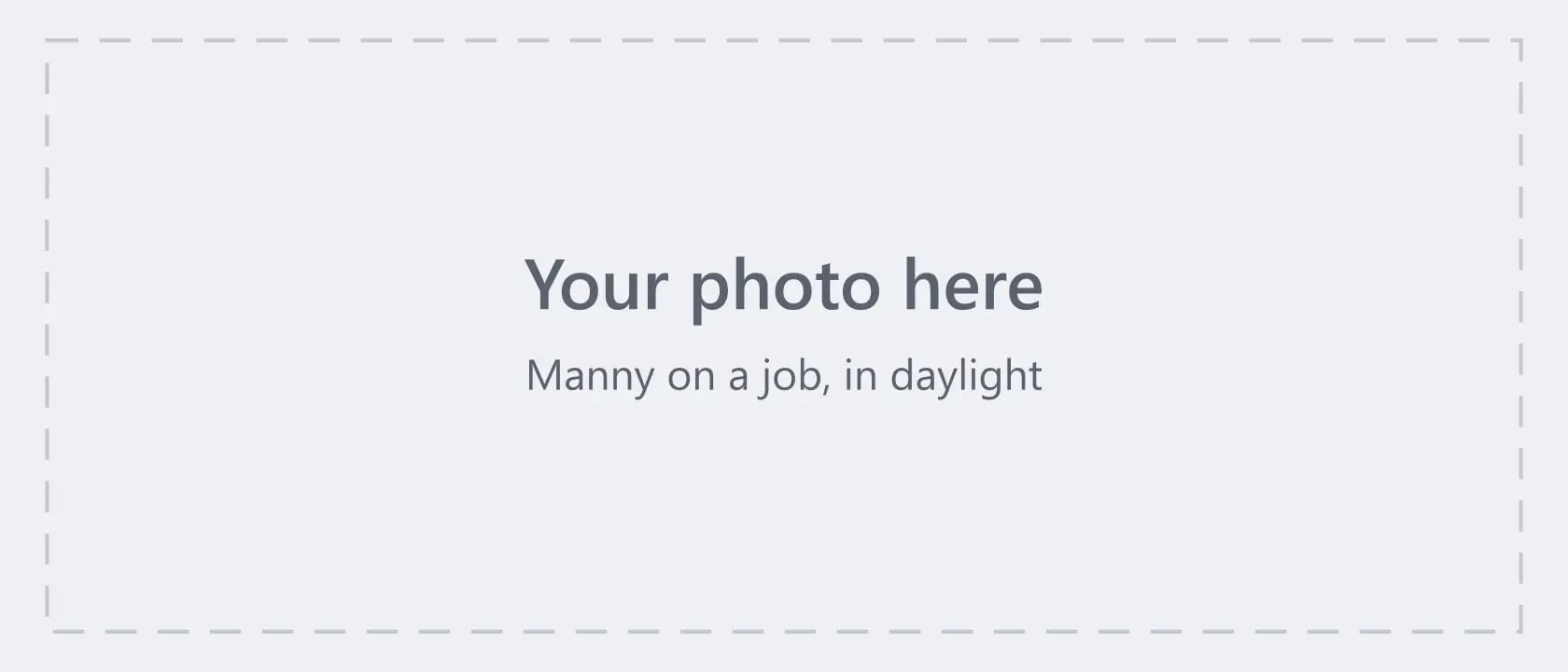 Empty slot marked for a photograph of Manny Acevedo on a job in daylight